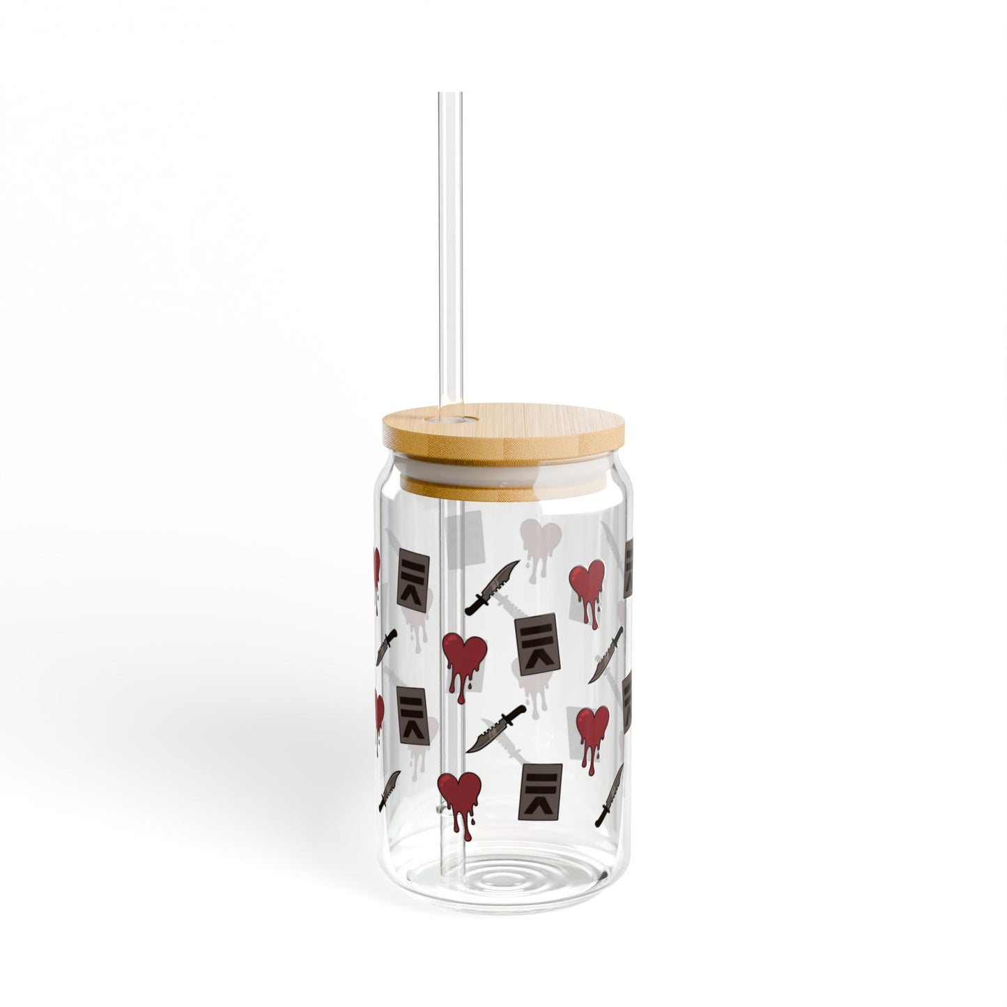 Special Heart Glass w/ Bamboo Lid & Straw