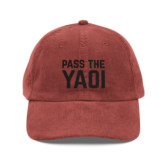 Pass the Yaoi Embroidered Corduroy Cap - FILMSLASH