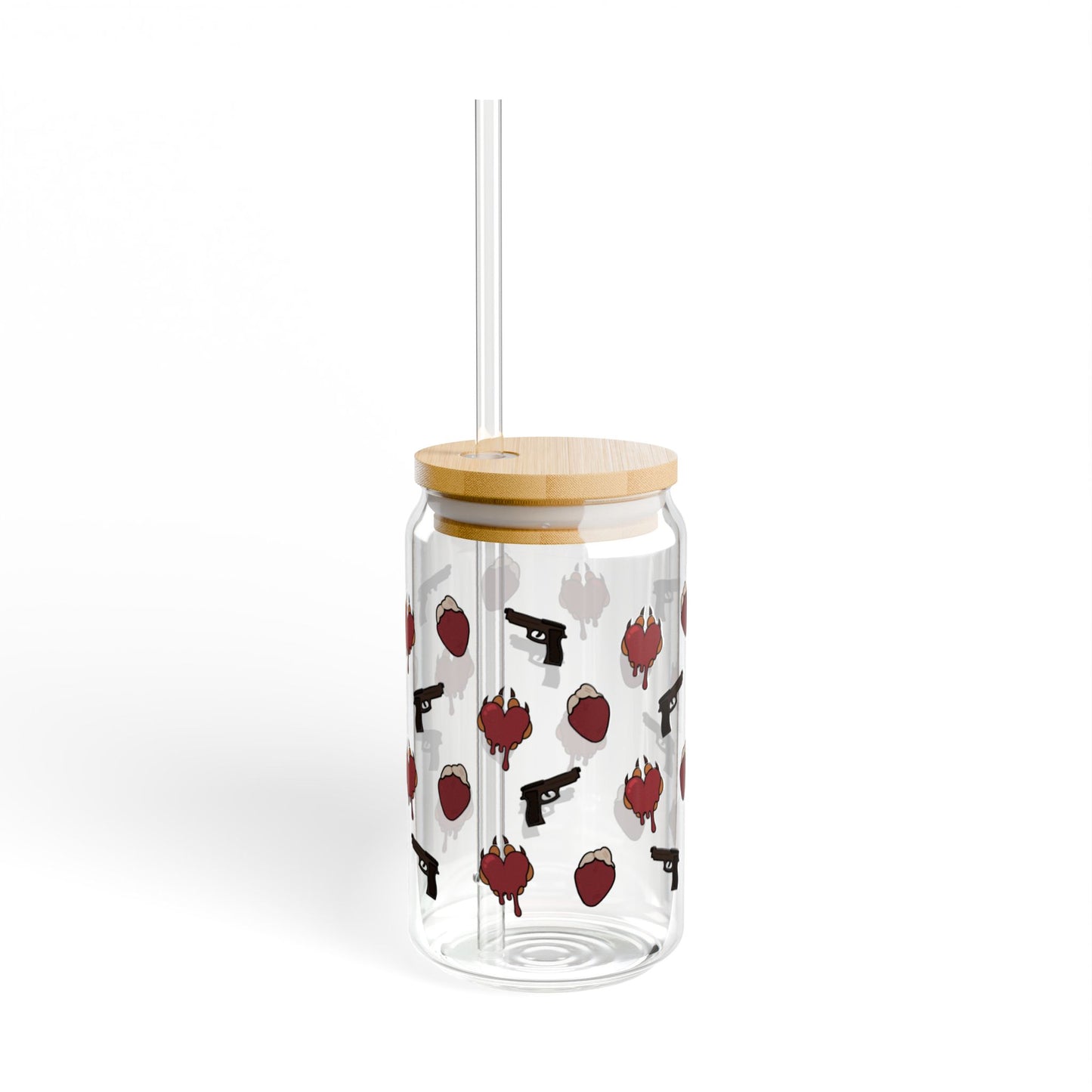 Special Heart Glass w/ Bamboo Lid & Straw